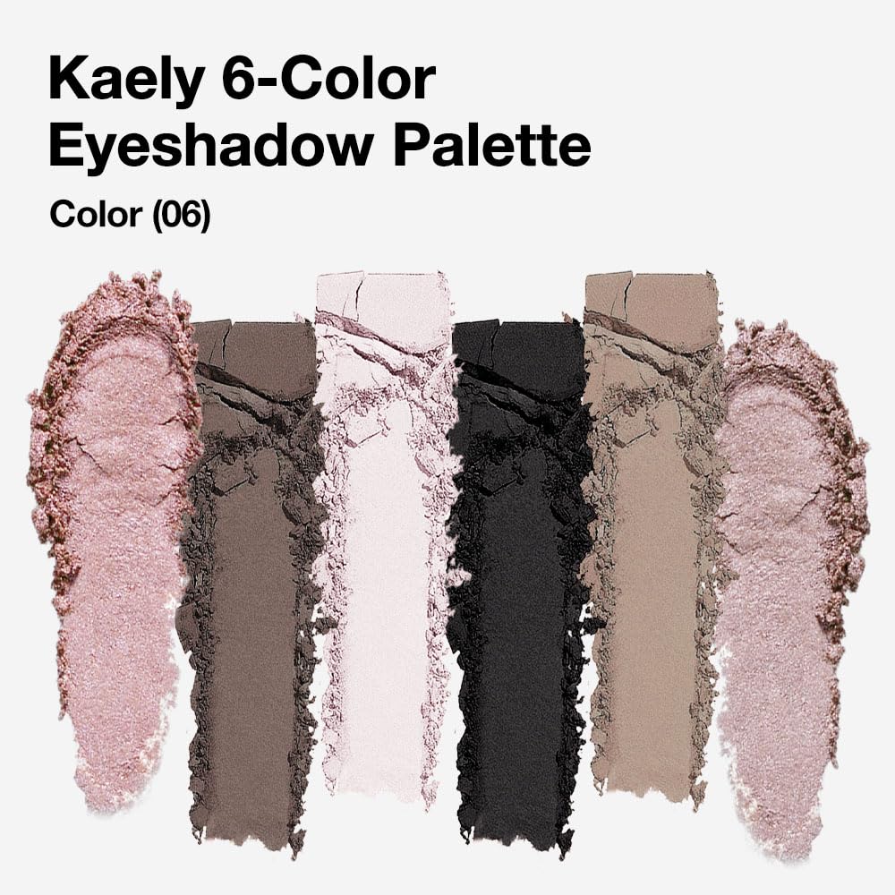 6 Color Eyeshadow Makeup Palette, 6 Rose Gold Dark Brown Nude Black Coffee Champagne Gold Eyeshadows Palette, Everyday Matte Shimmer Finish Eye Makeup Looks,Travel Friendly Size, Built-in Mirror 06#