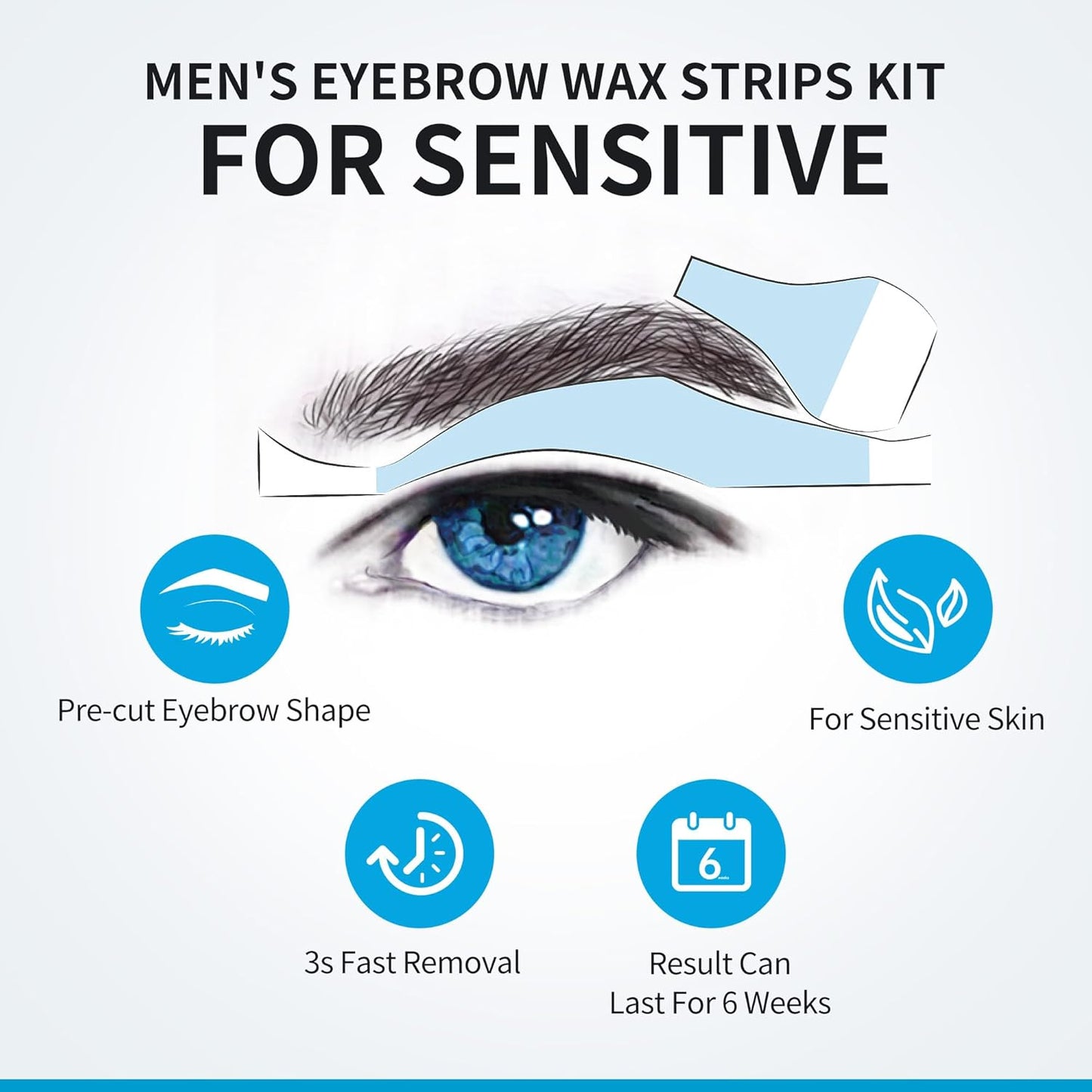 Beauty7 Men's Sensitive Eyebrow Wax Strips, Eyebrow Waxing Strips, 24 Strip with Pearl Powder Essential Oil, for Sensitive Skin