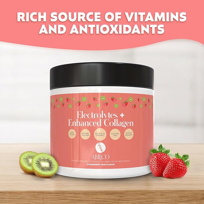 Electrolytes + Enhanced Collagen Zero Sugar Powder with Vitamin C - Muscle Recovery & Hydration Support - 30 Servings - Supports Immune & Joint Health