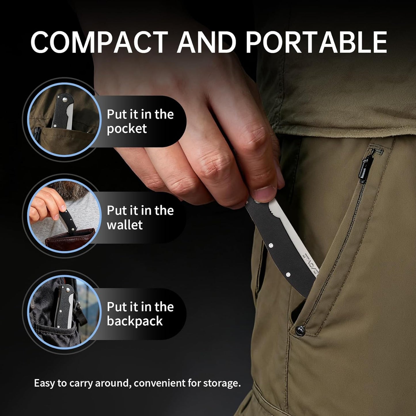 Folding Pocket Comb for Men - Stainless Steel Travel Hair & Beard Styling Tool, Compact 180° Rotating Design, Smooth Rounded Teeth, Portable Grooming Comb