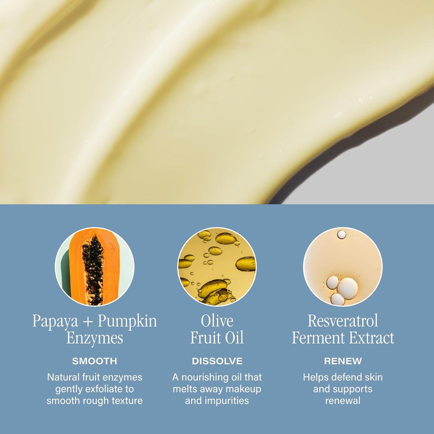 SKINN Daily Evening Face Wash, Multi-Action Cream, Olive & Enzyme Cleanser, 4oz - Facial Cream for Removing Makeup, Impurities & Dead Skin Cells