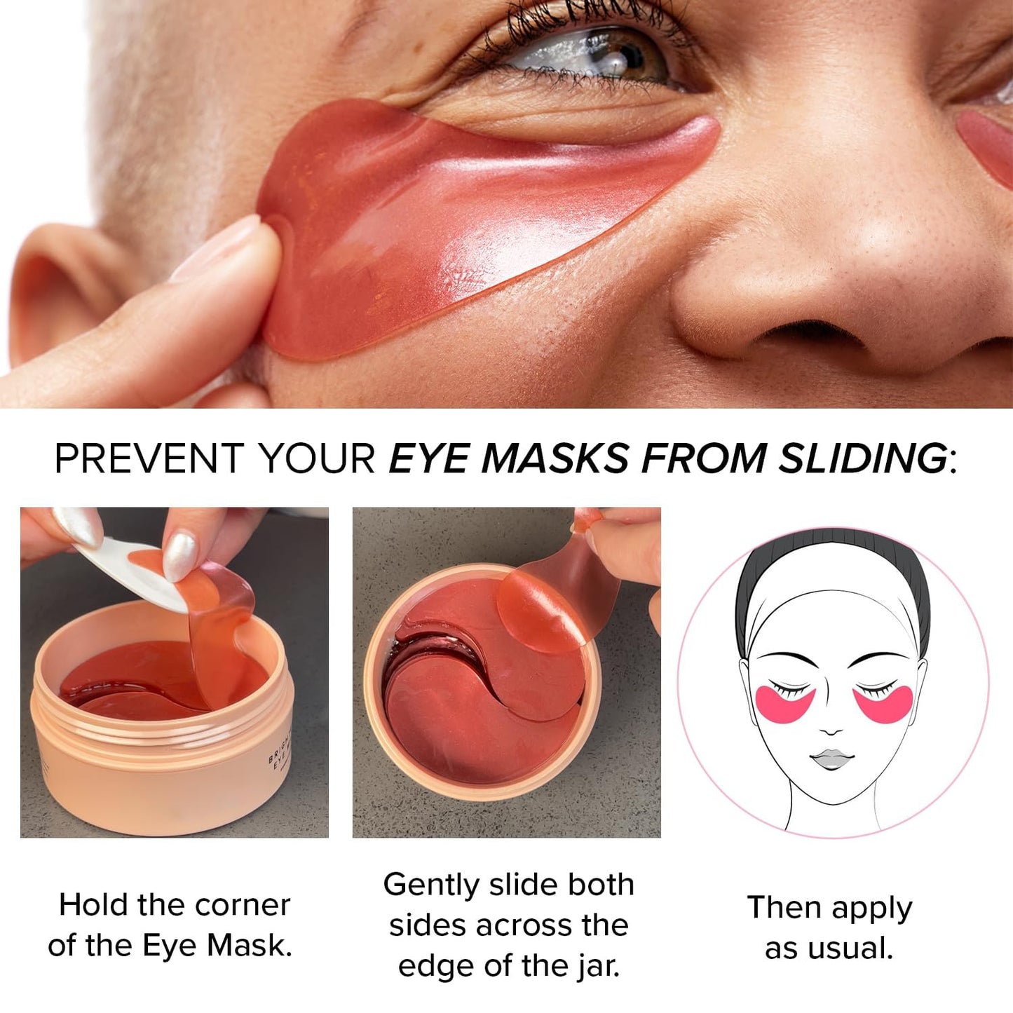 Brightening Eye Masks - Caffeine Eye Masks for Dark Circles and Puffiness with Hyaluronic Acid, Eye Patches for Puffy Eyes, 30 Pairs