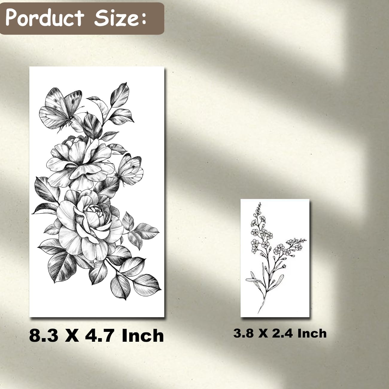 CHARLNET 23 Sheets Flower Temporary Tattoos For Women - Waterproof Realistic Rose Orchid Tattoos Tiny Branch Sketch Fake Tattoos for Women Body Art Arm Neck Hands