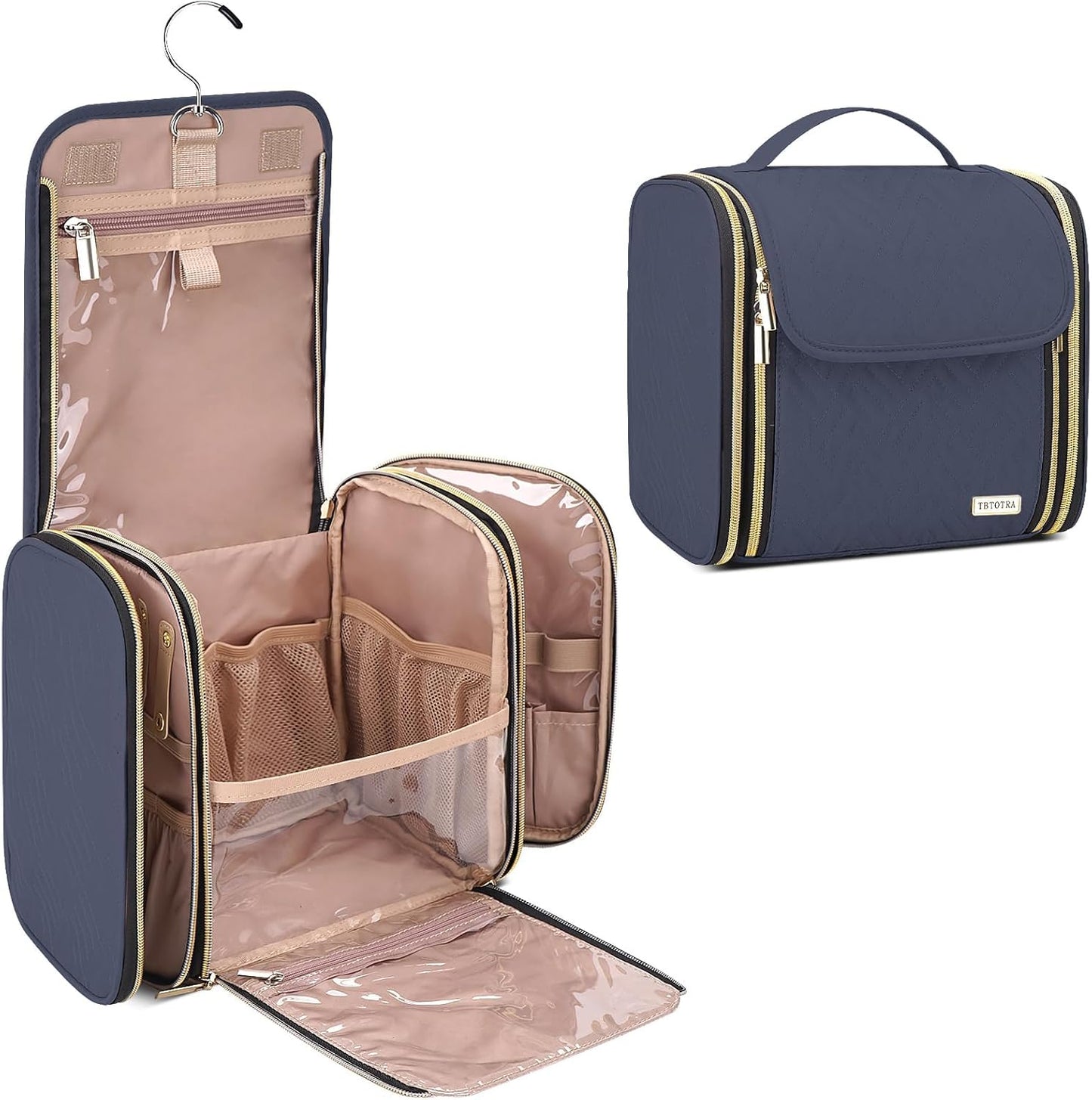 Hanging Toiletry Bag & Makeup Bag for Women with Jewelry Organizer - TSA Approved Large Capacity Travel Cosmetic Organizer, Waterproof Shower Essentials Case with Transparent Pockets