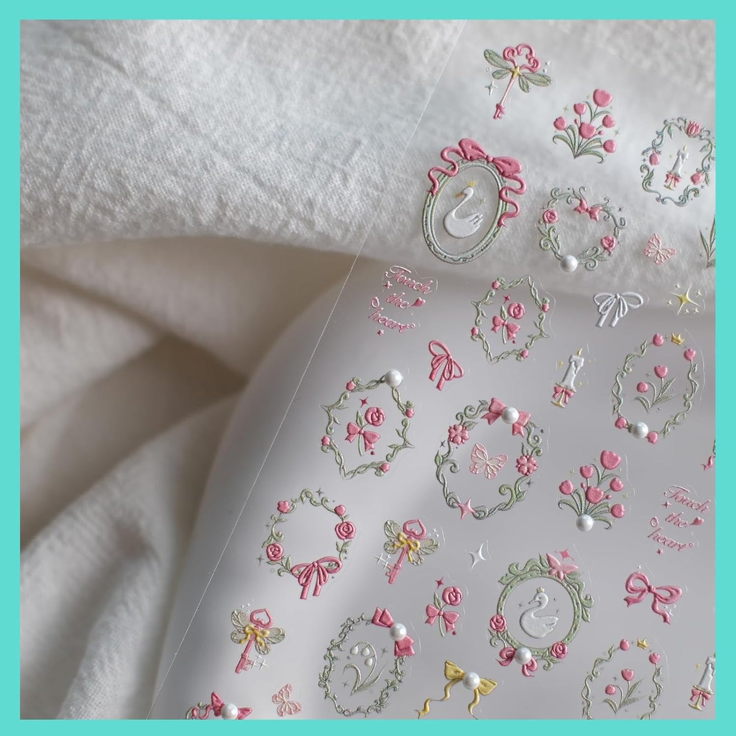 Swan Nail Art Stickers, Embossed Decals, Elegant Cute Design, Pearl, Self-Adhesive Accessories for Women, Nail Supplies