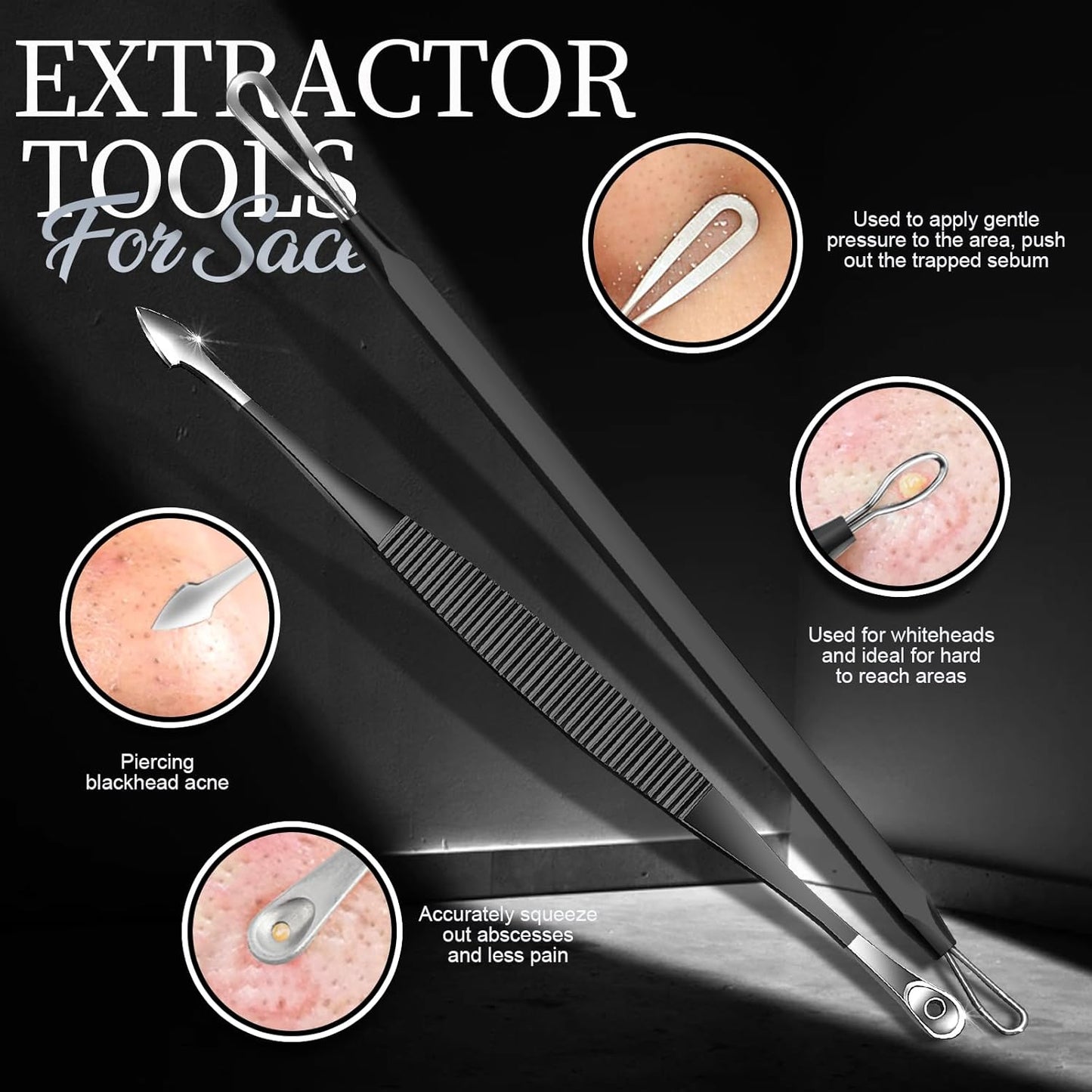 Teenitor Blackhead Remover Tools and Pimple Popper Tool Kit, 9 Pcs Stainless Steel Black Head Remover for Face Tool Comedone Extractor Tool for Blackhead, Pimple, Ance, Whitehead, Facial Hair