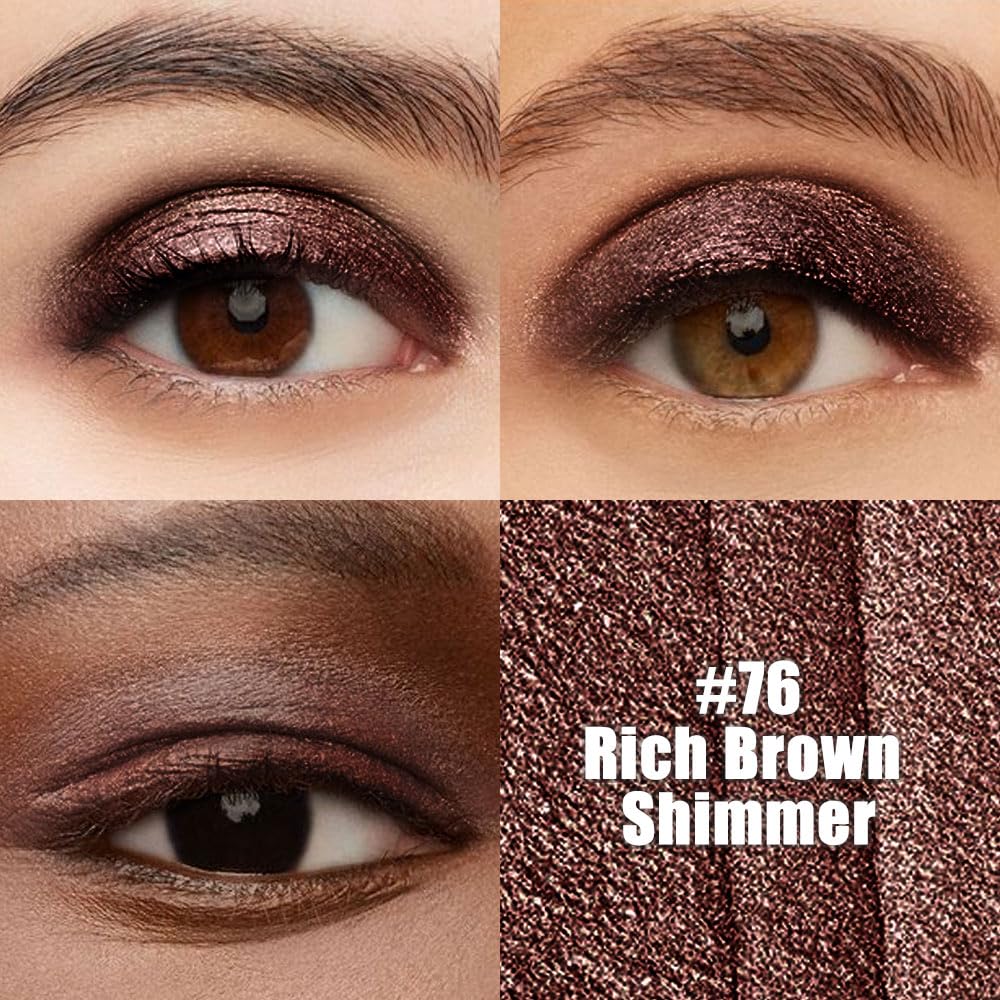 evpct Rich Brown Shimmer Cream Eye Shadow Sticks Brightener Pencils for Women, Dark Brown Silky Eyeshadow Applicator Stick Pen Waterproof, Blendable Crease-Proof Stick Eyeshadow Shimmer Eye Makeup 76