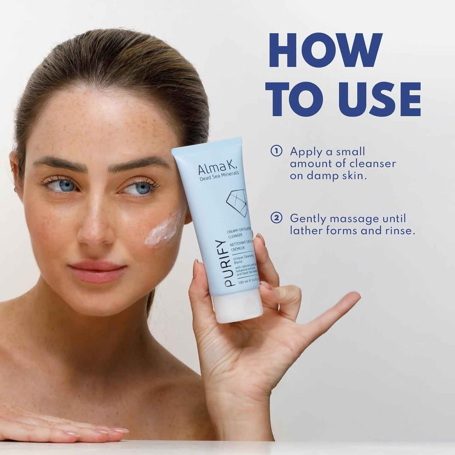 ALMA K Creamy Exfoliating Cleanser - Face Wash for Women - Hydrating Facial Cleanser with Salicylic Acid - Gentle Face for Women - 3.4 oz