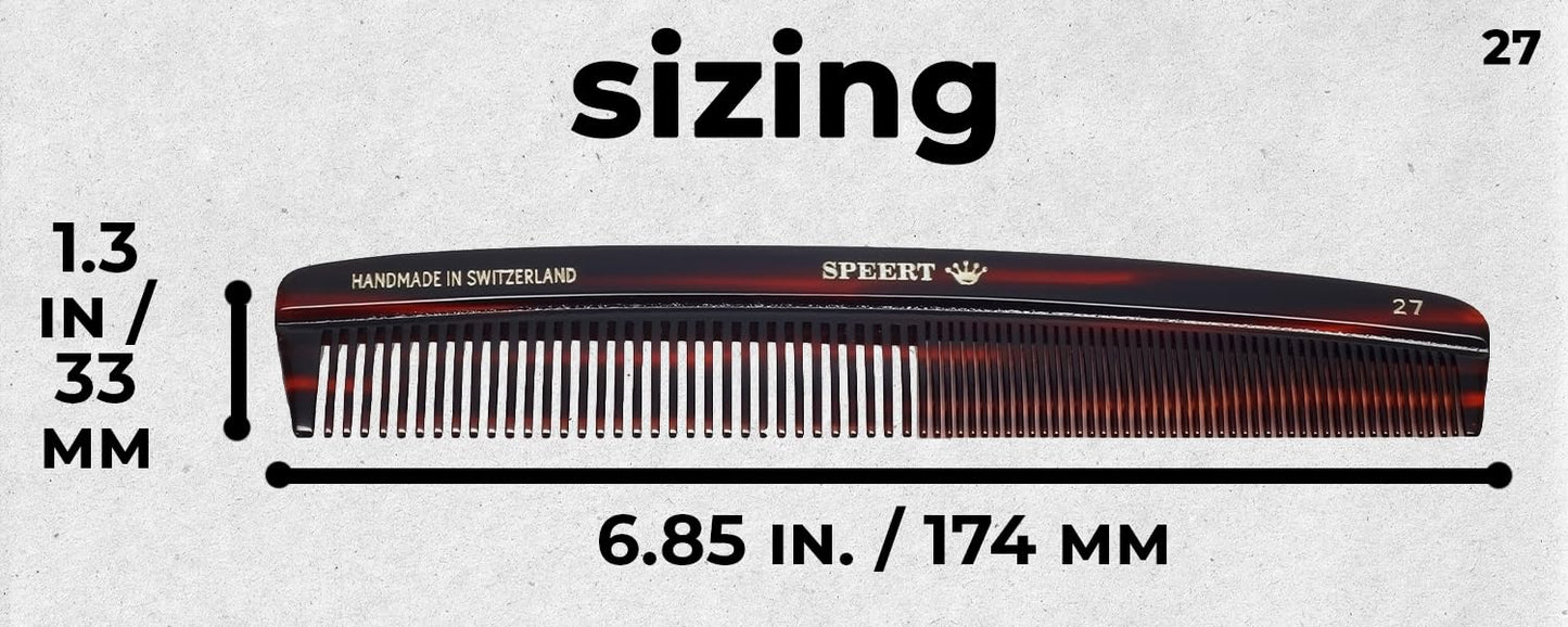 #27 Handmade Wide Narrow Tooth Comb Tortoise Havana Acetate Thick Coarse Curly Thin Fine Straight Hair Detangling Parting Grooming Teasing Hair Styling Hairdresser Barber Hairdressing Wet Dry