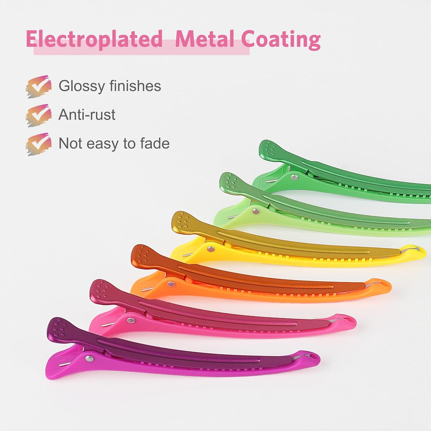 AIMIKE 12pcs Hair Clips Set - No Crease Duck Billed Clips with Silicone Band for Styling, Cutting, and Sectioning Salon Hair