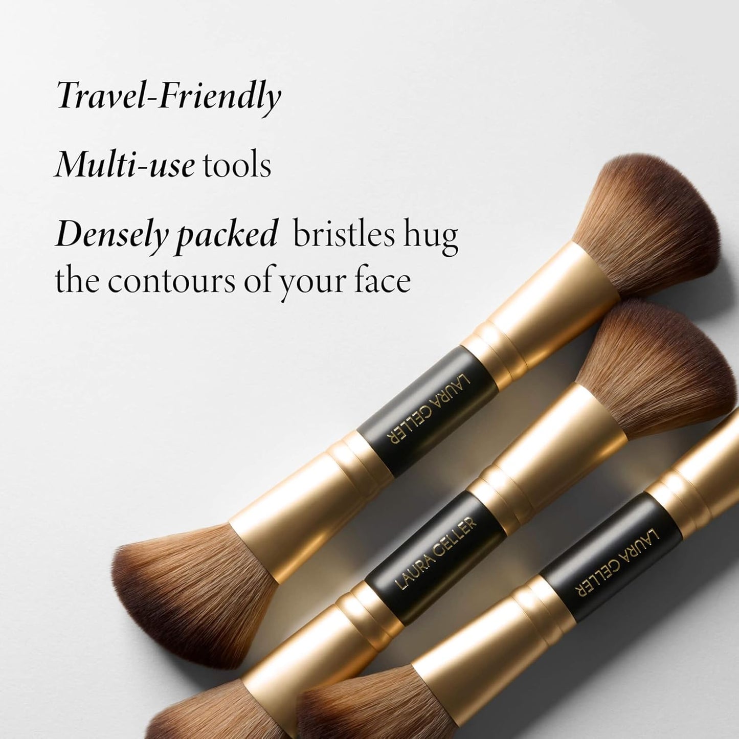 LAURA GELLER NEW YORK Face It All 2pc Makeup Brush Set - Retractable Airbrush Kabuki Brush + Dual-Ended Blush and Bronzer Brush