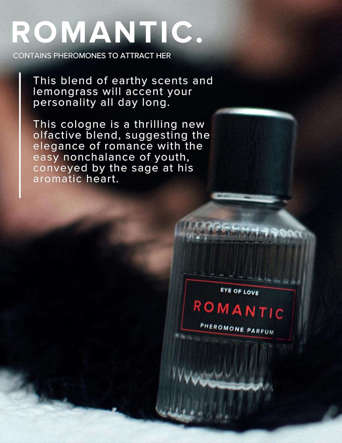 Eye of Love Romantic Pheromone Cologne for Men - Sandalwood Mint Perfume with Lemongrass & Vanilla - Long Lasting Plant-Based Fragrances for Date Nights - 50ml/1.6fl oz Men's Parfum