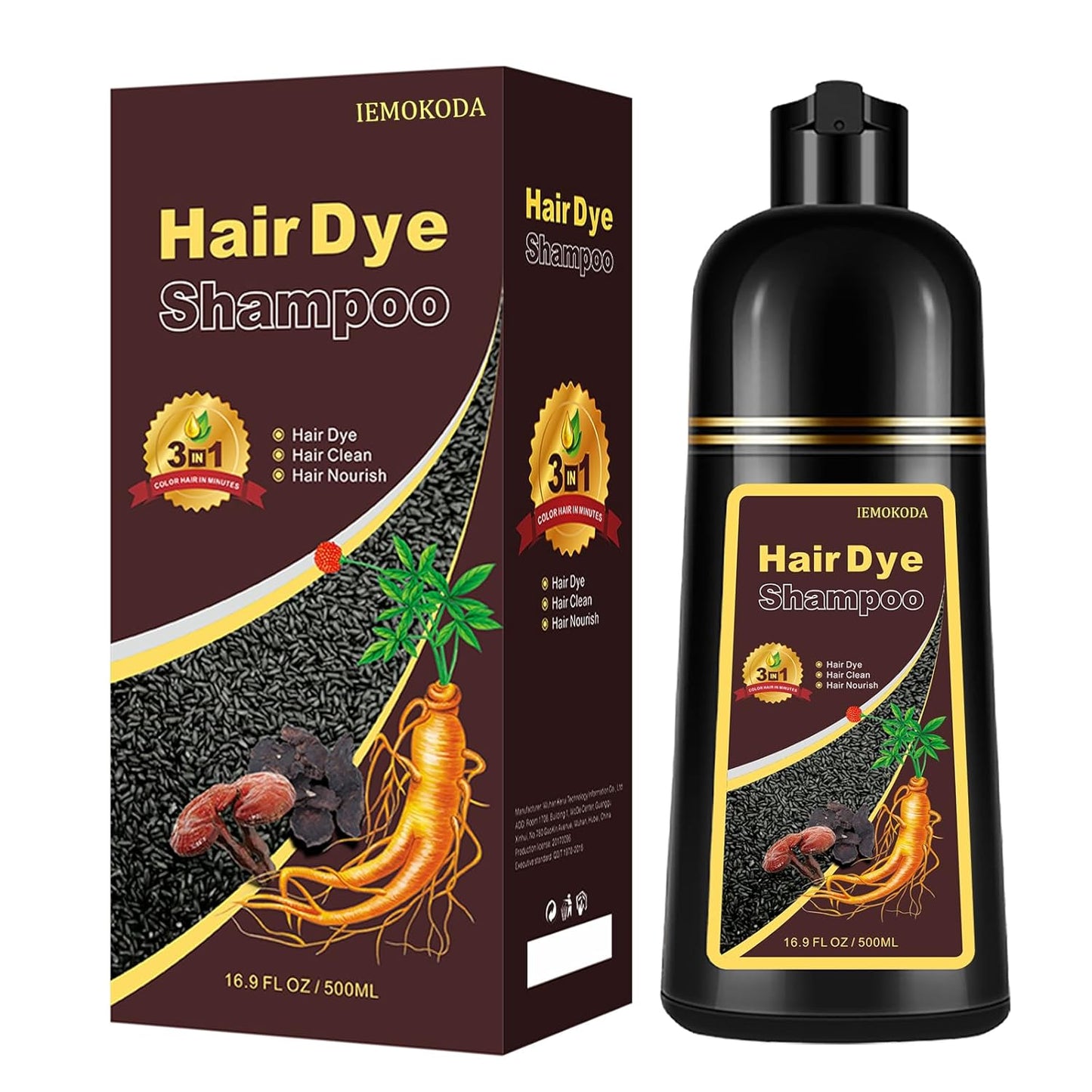 Natural Coffee Hair Color Shampoo 500ml | Upgrade Formula, 3-IN-1 Herbal Hair Coloring Shampoo, Nourishing & Dyeing for Men Women, 100% Coverage for All Hair Types 17.6 Fl Oz (Coffee)