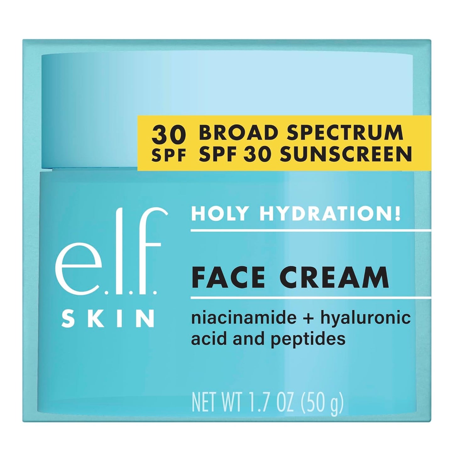 e.l.f. SKIN Holy Hydration! Face Cream - Broad Spectrum SPF 30 Sunscreen, Moisturizes & Softens Skin, Quick-Absorbing & Ultra-Hydrating, 1.7 Oz (50g)
