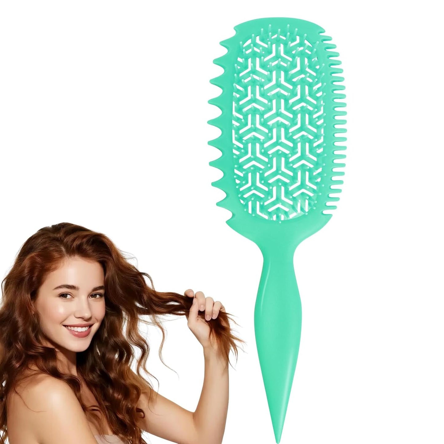 Detangler Hair Brush for Wet and Dry Hair, curl defining brush,curl brush for curly hair wet for Shower & Travel - Green