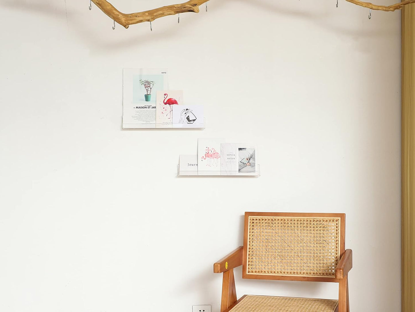 LikeU Nail Polish Rack Wall Mounted Shelf 2 Pack,Clear Acrylic Nail Polish Holder Organizer with Removable Anti-Slip End Inserts,2 Tiers Floating Polish Organizer Display 30 Bottles