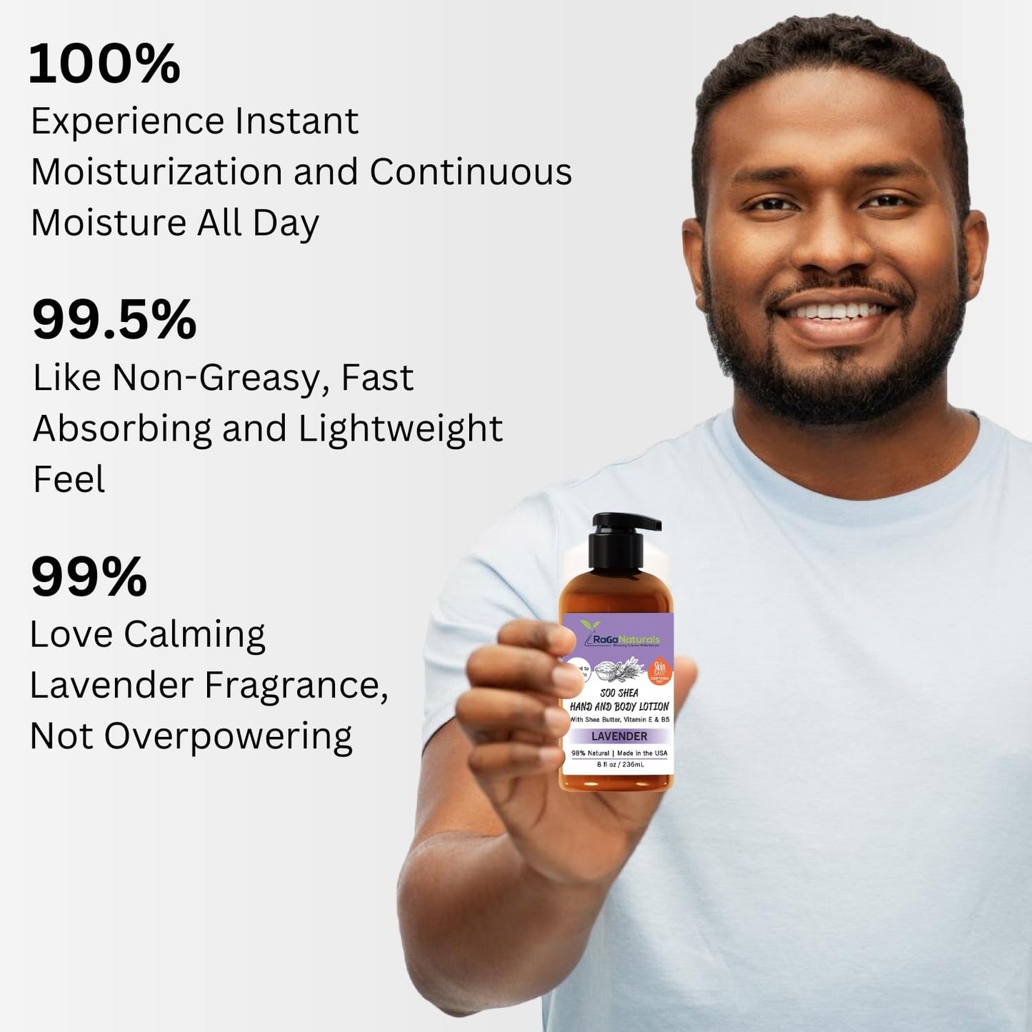 RaGaNaturals Lavender Shea Butter Hand and Body Lotion, 8 Fl Oz - Moisturizing, Plant-Based, Vegan, with Argan, Avocado Oil & Vitamin E