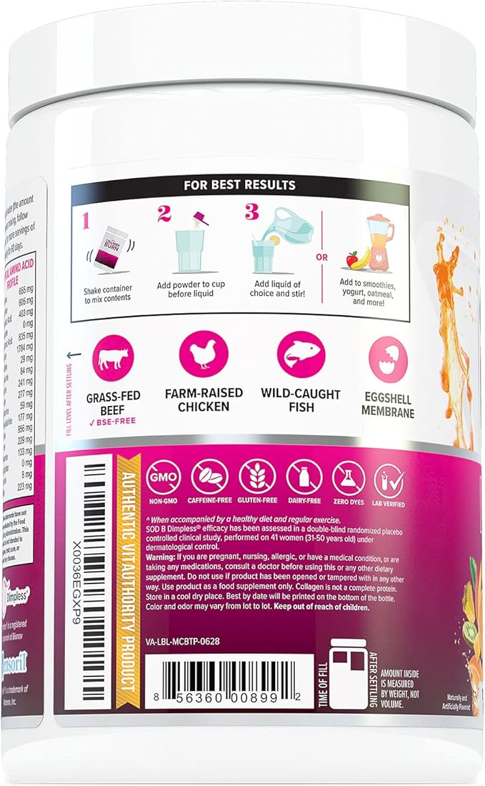 Hydrolyzed Collagen Peptides Powder for Women - Slimming MultiCollagen Burn Ultimate Beauty Complex with Hyaluronic Acid Vitamin C & Types I II III V and X for Women Tropical Punch 30 Servings