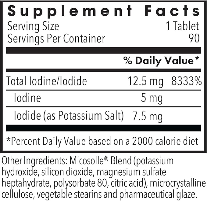 Optimox Iodoral 12.5mg Supplement – Iodine for Thyroid Support, Potassium Iodide Tablets, Lugol Solution, Daily Vitamins & Minerals - 90 Count