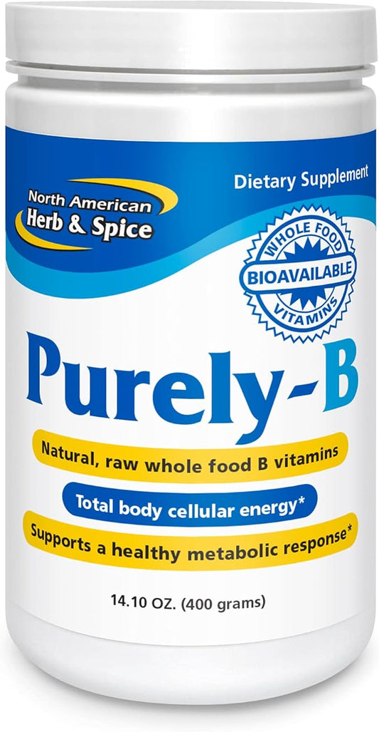 North American Herb & Spice Purely-B - 14.1 oz - Whole Food B Complex Concentrate - Natural Energy Source, Healthy Metabolic Response - Raw Chaga & Maca - Non-GMO - 28 Servings