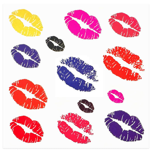 Halloween Kiss Tattoos Temporary Colorful Kiss Fake Red Lips Waterproof Tattoos for Kids Girls Women Men Face Body Costume Decorations 10 Sheets-130pcs