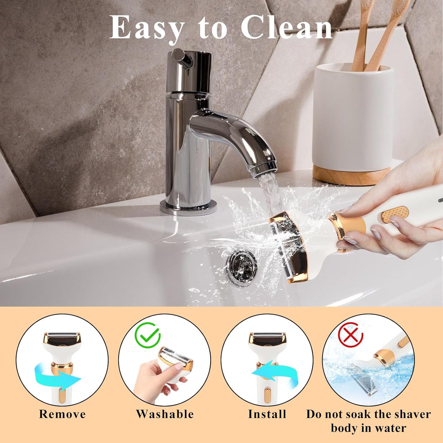 Electric Razor for Women Men,4 in 1 Painless Ladies Wet & Dry Body Razors and Facial Hair Remover, Rechargeable Painless Hair Removal Kit for Nose Face Body Leg Bikini Arm Hair