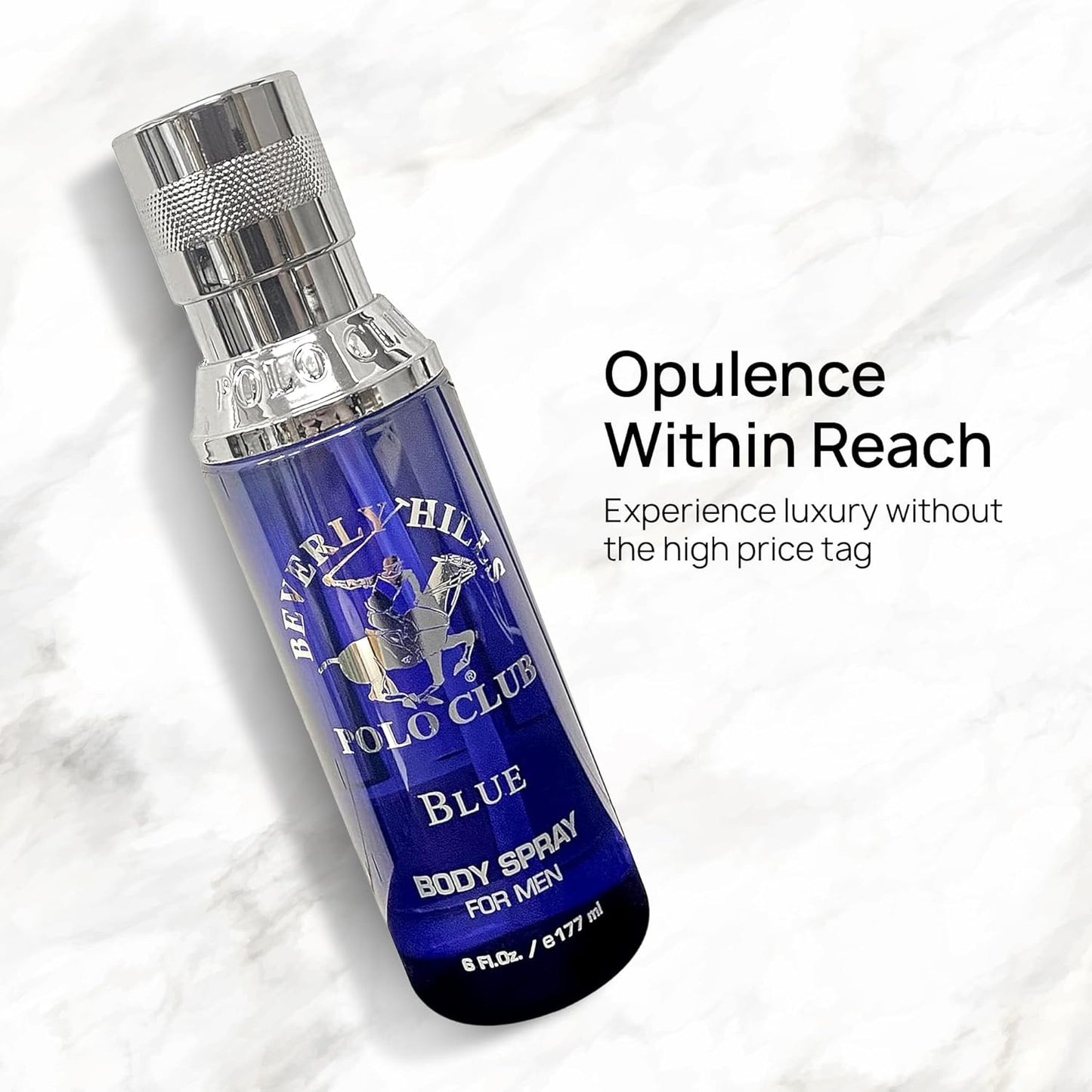 Beverly Hills Polo Club Body Spray for Men - BHPC Blue - Notes of Lavender & Sandalwood - Fresh, Oceanic, Long Lasting Cologne Scents - Ideal Gift for Him, 6oz