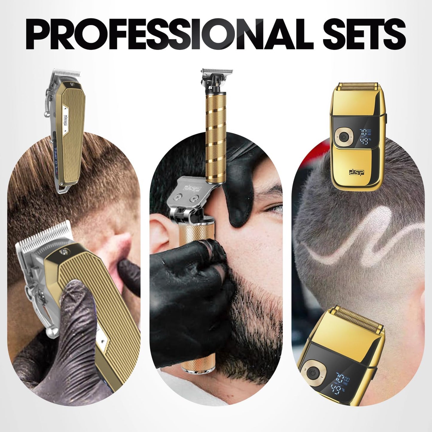 DSP® Professional Barber Clippers Set for Men - Cordless Bald Shaver Men Clippers and Trimmers Set - All in one Complete Kit