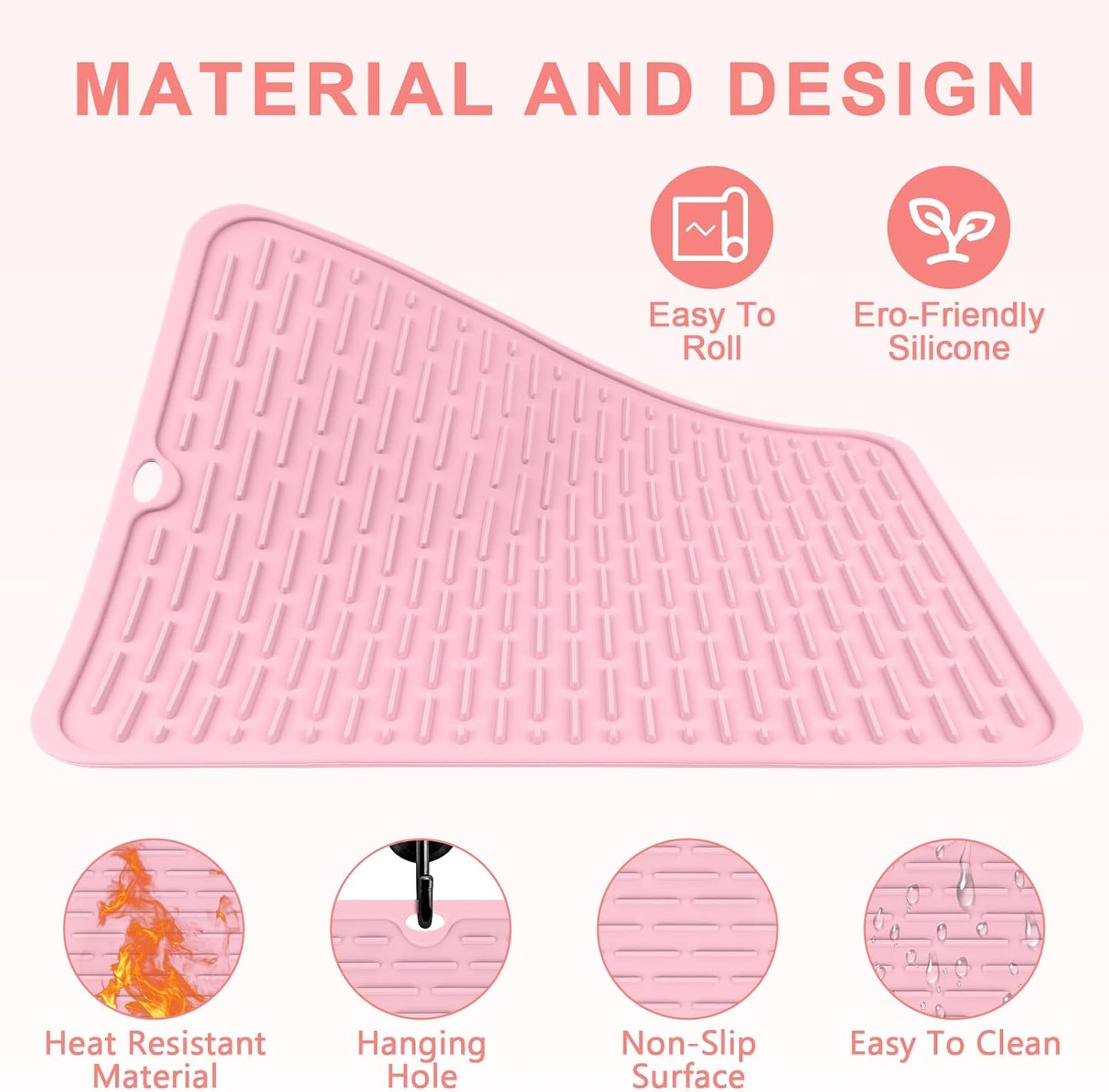 Oversize Silicone Heat Resistant Mat for Curling Irons, Flat Irons, Hair Straighteners and Hot Hair Styling Tools, Portable Hot Tools Sleeve Pad for Travel Vanity Salon(14.2" x 11.0")