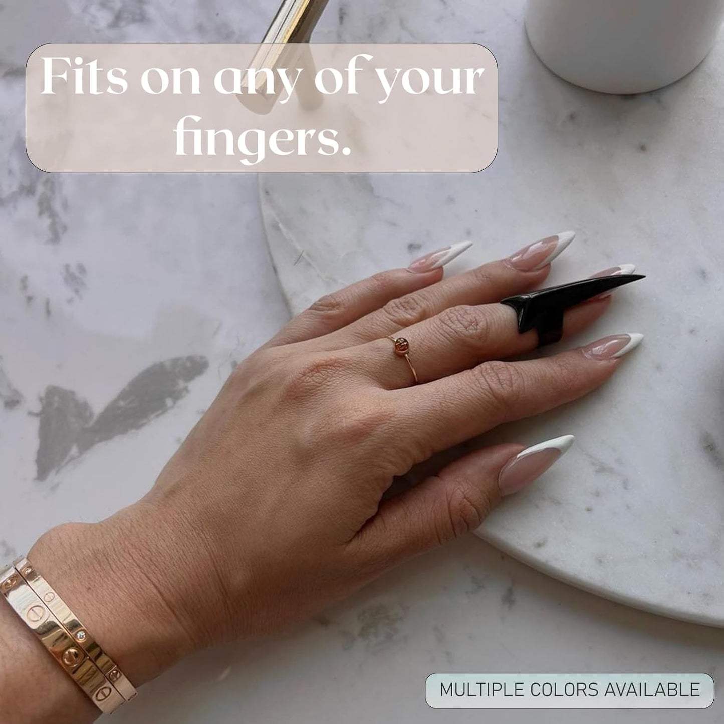 My Hair Tools Hair Parting & Sectioning Ring - Stainless Steel Finger Braiding Hair Pick Tools for Durable Dreadlocks Wig, Weaving & Quick Installation of Human Hair Extension Tools (1PC, Rainbow)