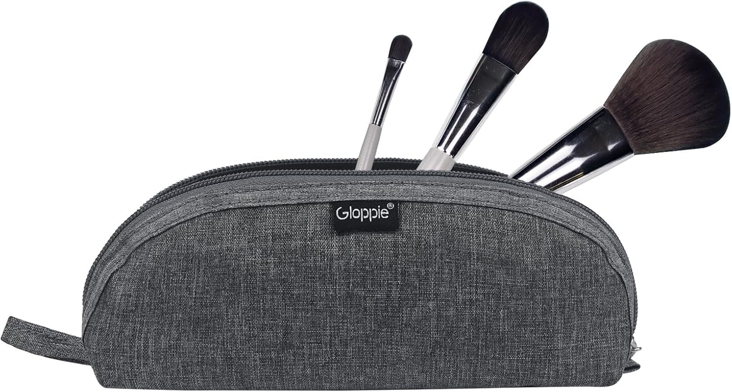 Gloppie Portable Makeup Brush Bag - Compact and Durable Small Cosmetic Case for Daily and Travel Use, Grey