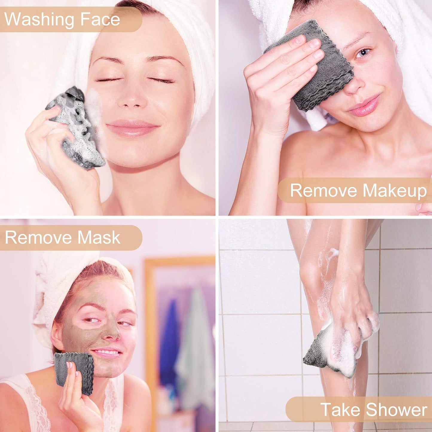 Syhood 12 Pieces Face Wash Cloth 12 x 12 in Makeup Remover Cloths Towel Coral Velvet Facial Microfiber Soft Fast Drying Facial Cleansing Towel for Face(Dark Grey)