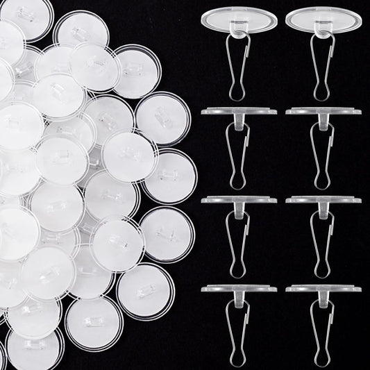 25 Pack Self-Adhesive Ceiling Hooks for Hanging, Small Sticky Ceiling Discs with Metal Hook, Removable Transparent Wall Hanger for Christams Wedding Birthday Party Decorations