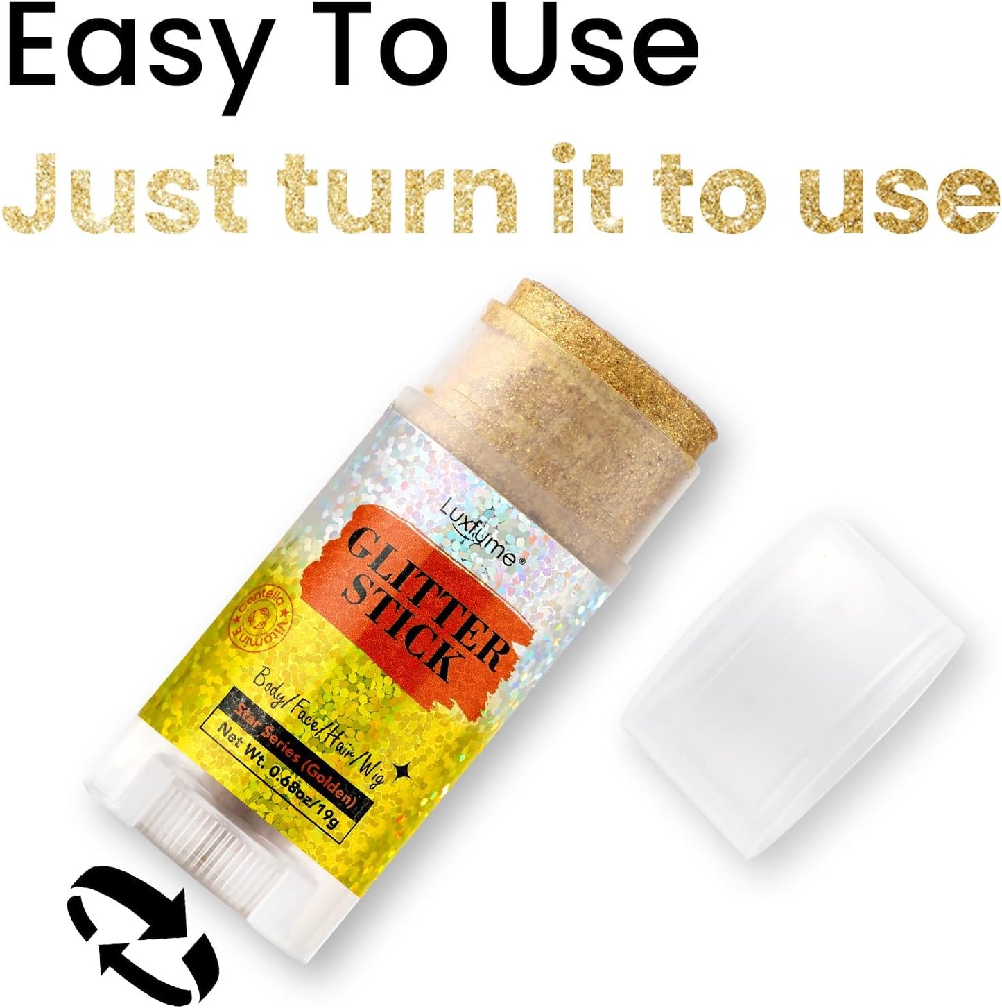 Gold Body Glitter Stick - Face & Hair Glitter Stick for Shimmer & Shine, Long-Lasting Sparkle,Glitter Gel for Hair, Glitter Makeup for Women and Men