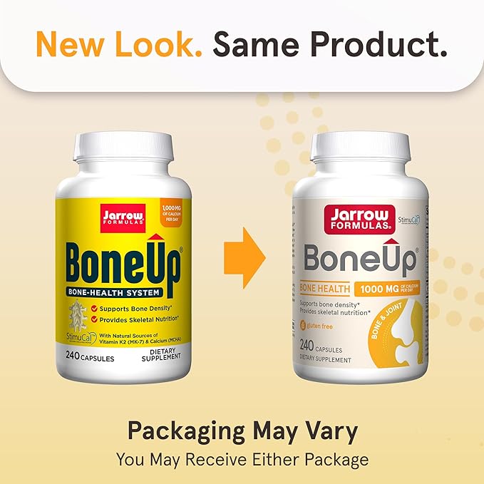 Jarrow Formulas BoneUp for Bone Density and Skeletal Nutrition, Includes Vitamin D3, K2 (as MK-7) and Calcium, 240 Capsules