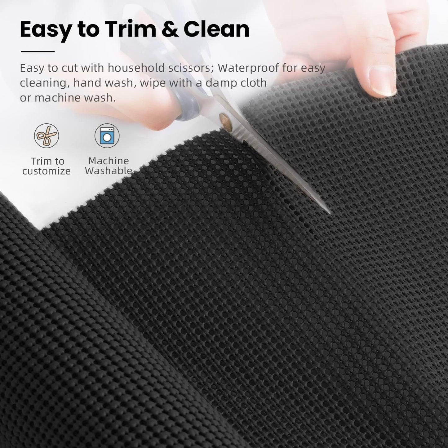 BAGAIL Drawer and Shelf Liner, 24 in X 20 Ft Non-Adhesive Shelf Liners for Kitchen Cabinets, Thick Strong Grip Liners for Desk, Shelves, Bathroom Drawers, Cabinet Protection - Black