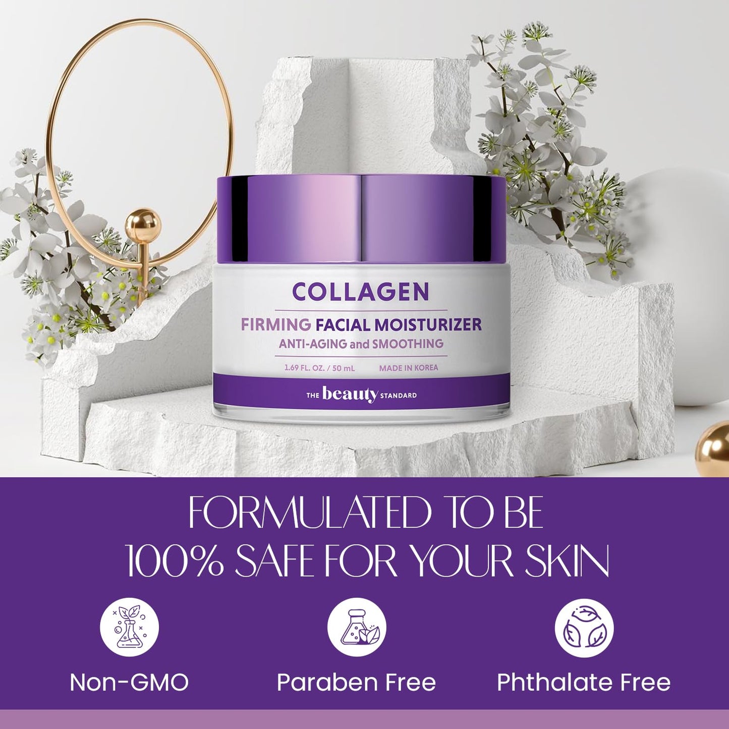 Collagen Daily Face Moisturizer - Hydrating, Anti-Aging, Skin Firming - Dermatologist Tested, Clean Beauty, Cruelty-Free Korean Skin Care for All Skin Types - 1.69 fl. oz