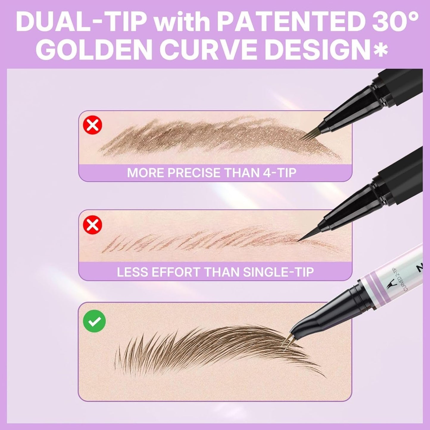 30° Curved Eyebrow Pencil, Magic 2 in 1 Eyebrow Pen Pro, Waterproof Eye Brow Pen with 2 Tips, Vivid Microblading Brow Pencils for Women, Last All Day Makeup (Black Brown)