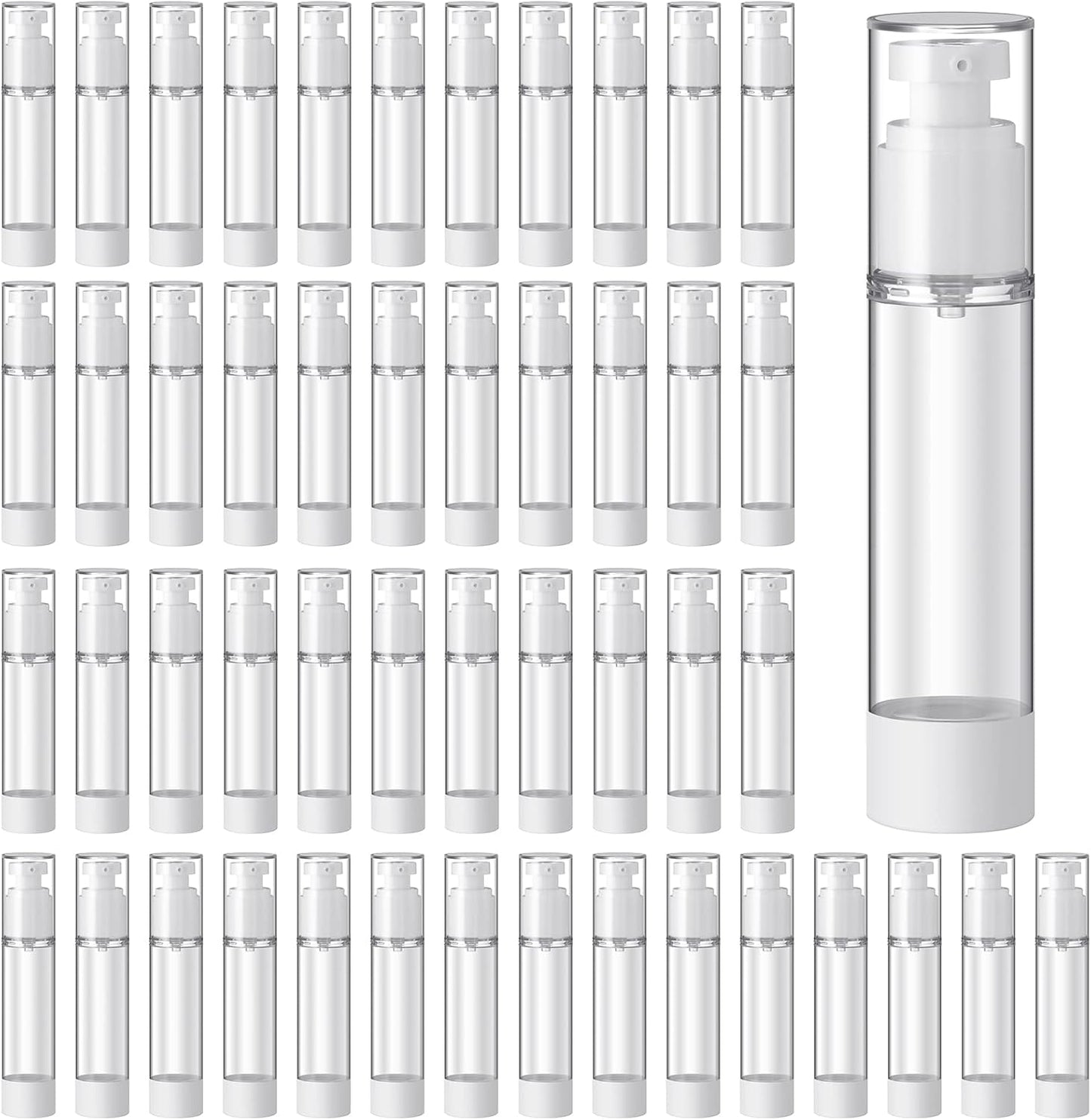 Sabary 60 Pcs Clear Airless Pump Bottles Refillable Cosmetic Travel Size Dispenser Vacuum Plastic Travel Bottles Empty Lotion Pump Dispenser Liquid Toiletry Container(1.7 oz)