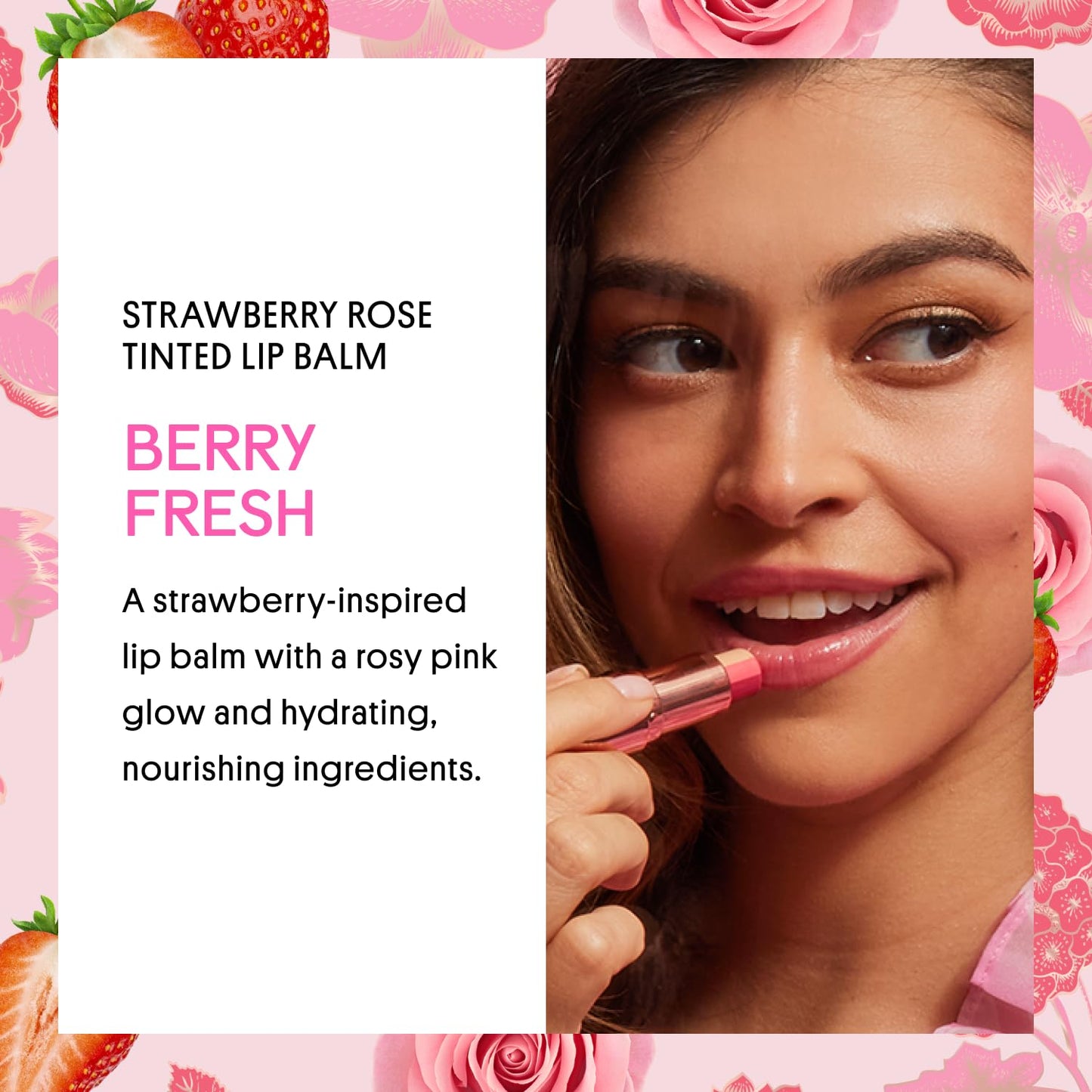 Winky Lux Strawberry Rose Tri-Color Tinted Lip Balm – Hydrating Lip Balm, Sheer Pink Tint, Lip Care with Jojoba Oil & Vitamin E, Moisturizes & Softens Dry Lips, Buttery Soft with Strawberry Rose Scent