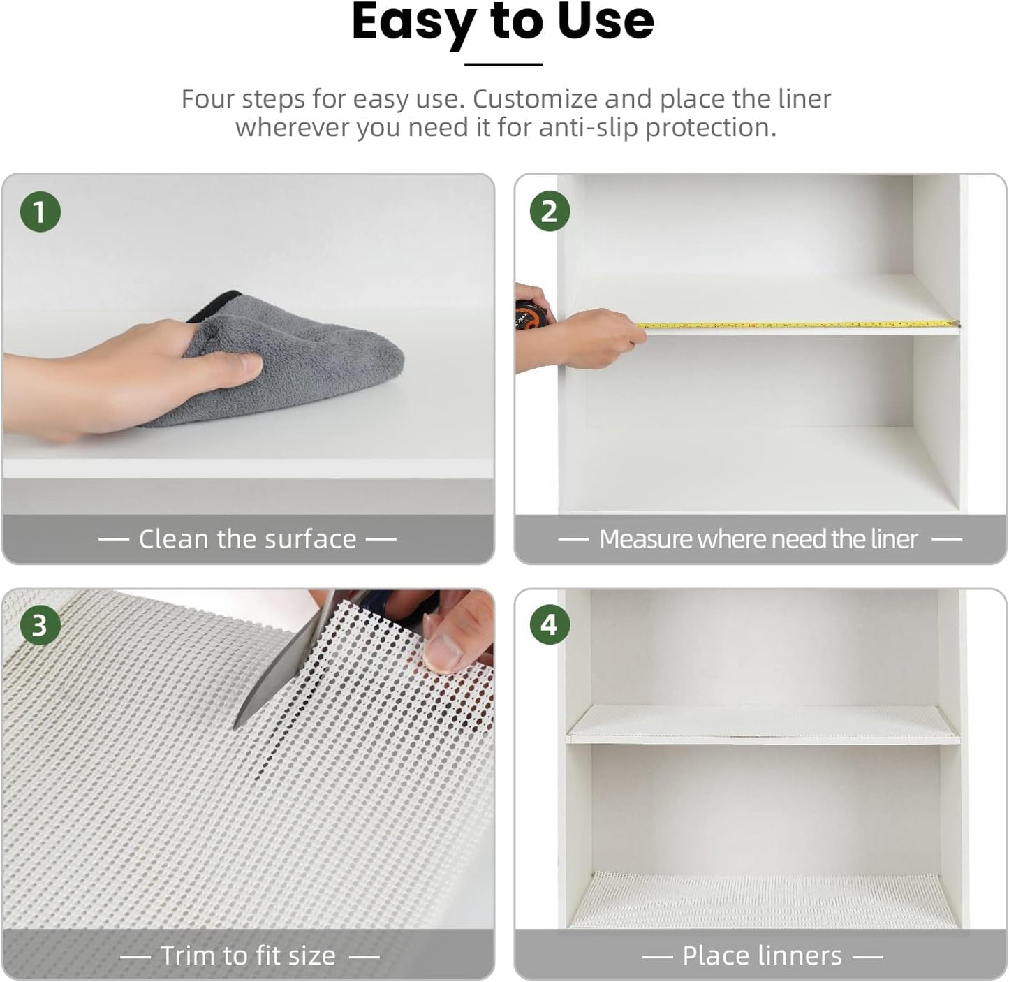 BAGAIL Drawer and Shelf Liner, 12 in X 20 Ft Non-Adhesive Shelf Liners for Kitchen Cabinets, Thick Strong Grip Liners for Desk, Shelves, Bathroom Drawers, Cabinet Protection - White