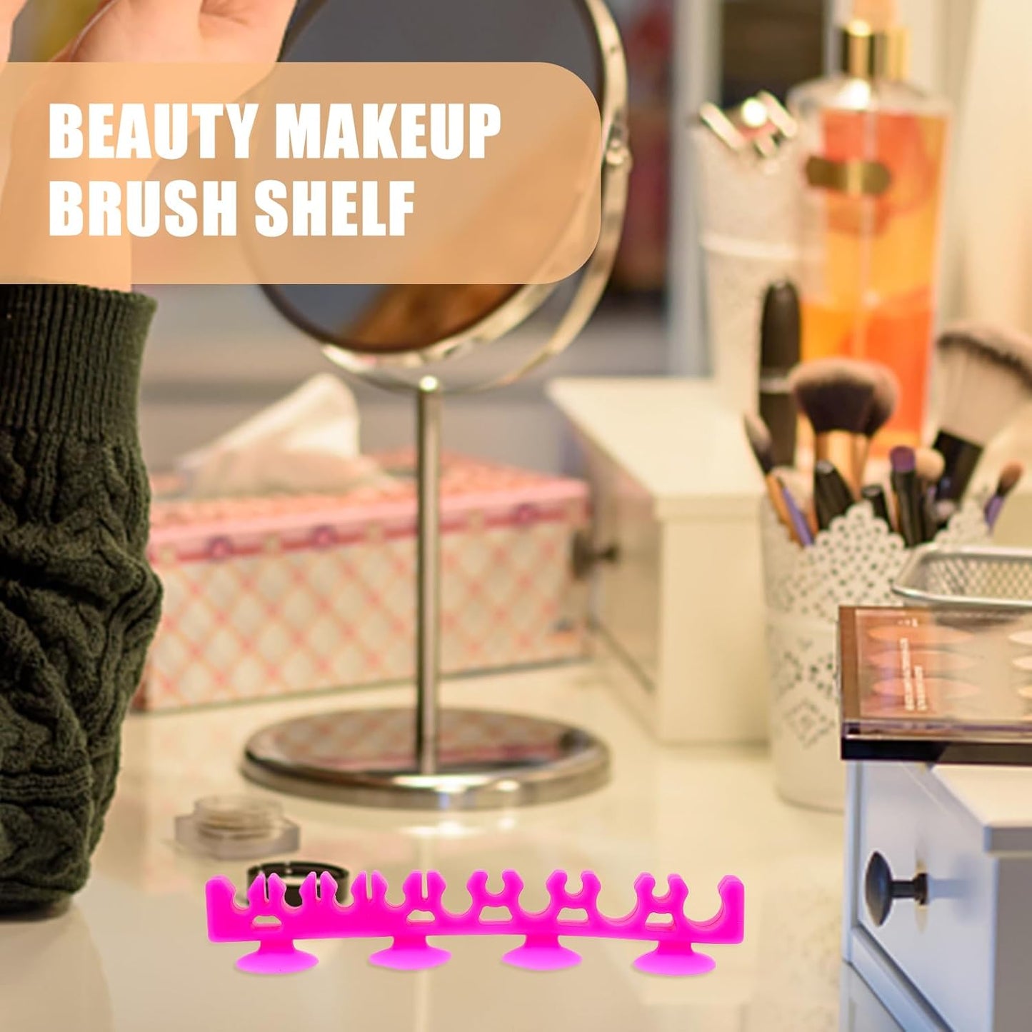 1Pcs Silicone Make up Brush Holder Cosmetic Brush Drying Rack Silicone Makeup Brush Storage Rack Bursh Display Stand with Suction Cup for Bursh and Pen