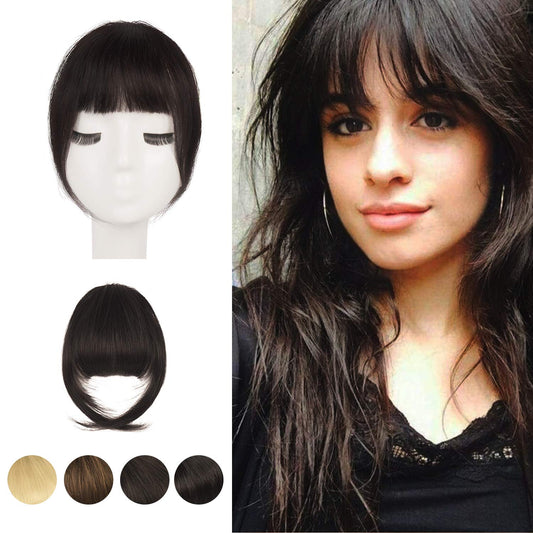 BARSDAR Clip in Human Hair Bangs - 100% Real Human Hair Clip in Bangs for Women - Dark Brown French Bangs Fringe with Temples Real Hair Bangs Extensions Hairpieces - Dark Brown