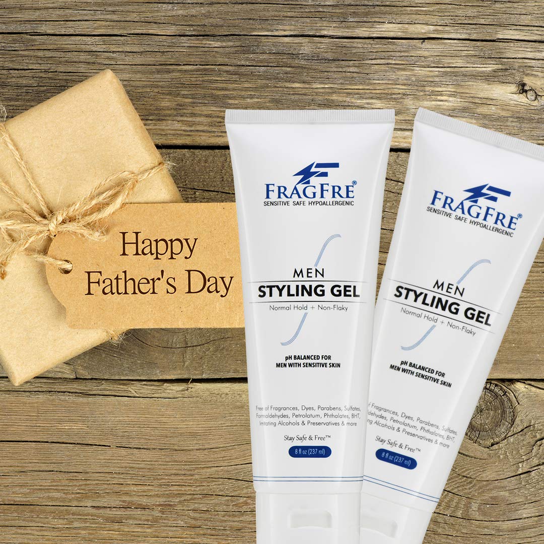 Men Hair Styling Gel Fragrance Free 8 oz (2-Pack Gift Set) - pH Balanced for Men with Sensitive Skin - Not Too Firm or Light - Just Normal Hold for Normal Hair Styles - Hypoallergenic-No Bumps