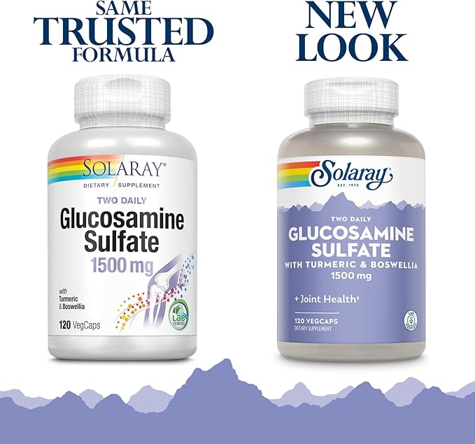 SOLARAY Glucosamine Sulfate 1500mg, Healthy Joint 60-Day Money 60 Serv, 120 VegCaps
