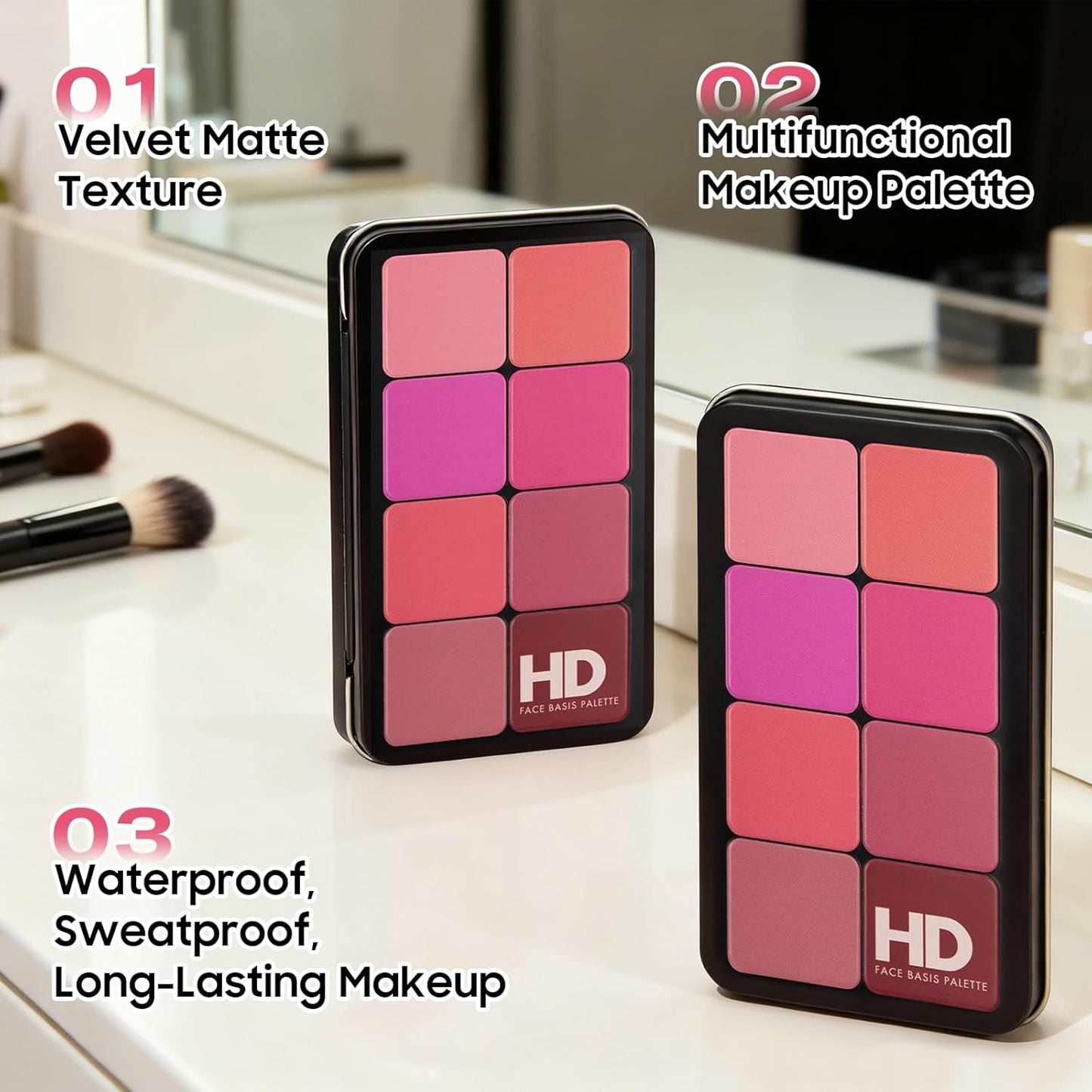 16 Color (Waterproof All-in-One Palette) Highlighter + Concealer + Eyeshadow + Blush, all in one makeup palette, Crease-Proof & Sweat-Resistant for Flawless Glow, Travel-Friendly Cosmetic Set