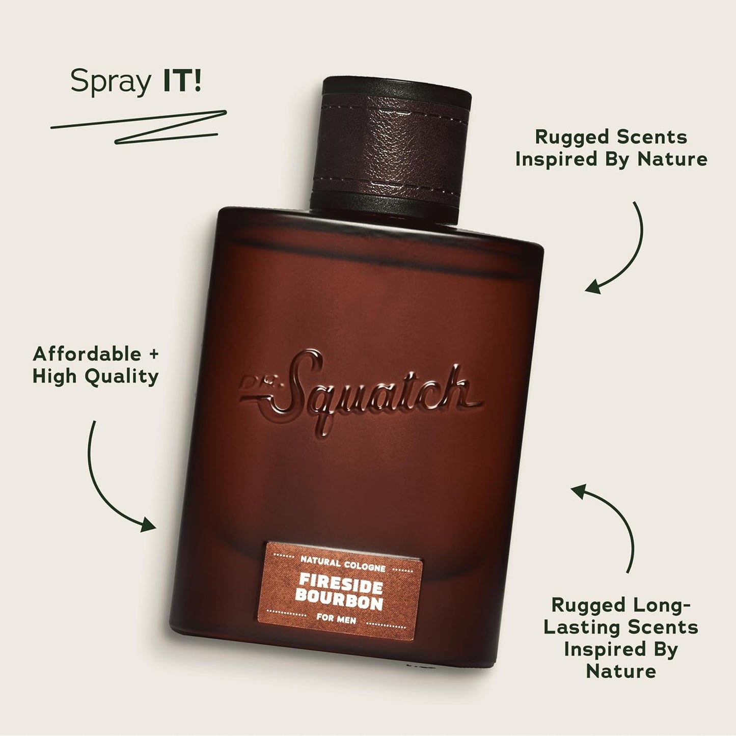 Dr. Squatch Natural Cologne for Men - Scent-Lock Technology and Sustainably-Sourced Ingredients - Fireside Bourbon Cologne (1.7 fl oz)