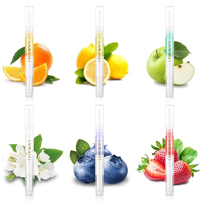 SAVILAND 6PCS Natural Cuticle Oil Pen with Clear Pink Gel Builder for Nails