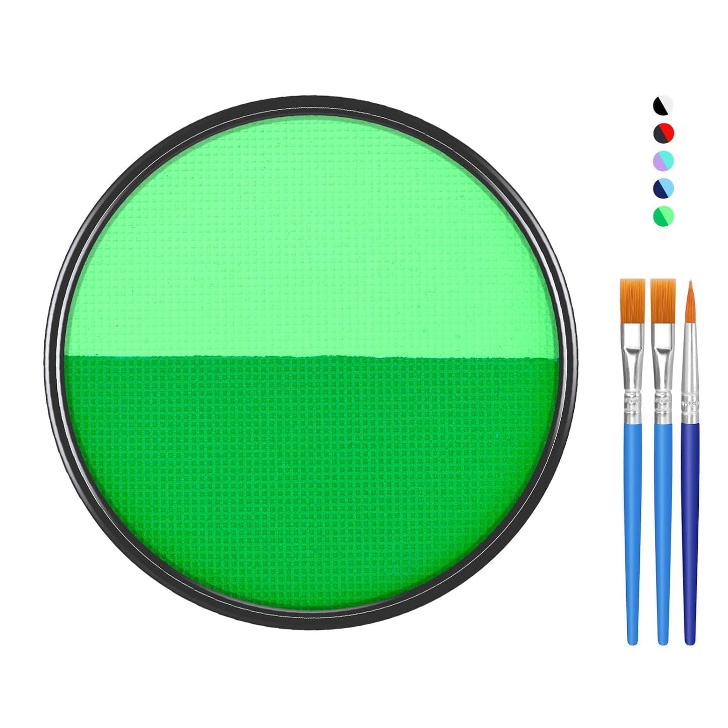 Green Face Body Paint Makeup Foundation 30g, Water Activated Dark Light Green Cream to Powder Face Body Paint for Halloween Costume Cosplay Theater Stage Dressup Makeup Matte Finish