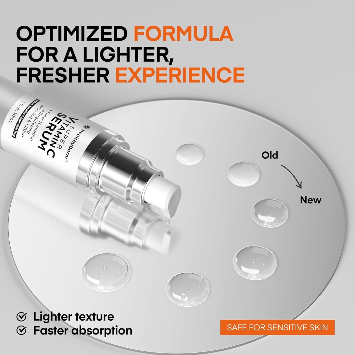 Super Vitamin C Serum for Women Over 70: Niacinamide, Vitamin C, Hyaluronic Acid, Peptides, Vitamin E, Caffeine, Bakuchiol, Hydrating, Lifting, Face Wrinkle & Age Spots Reduction